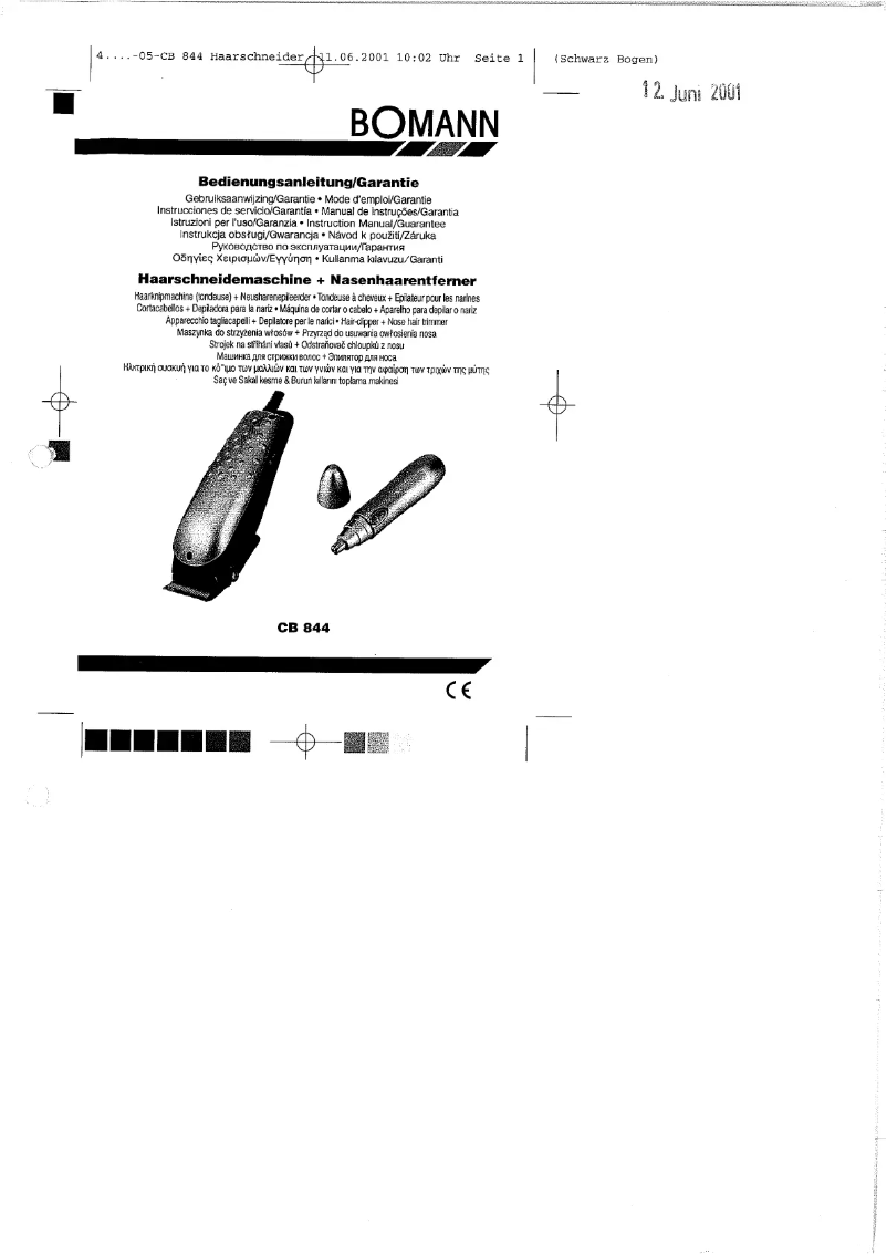 Page n°1 - Manuel utilisateur Bomann CB 844
