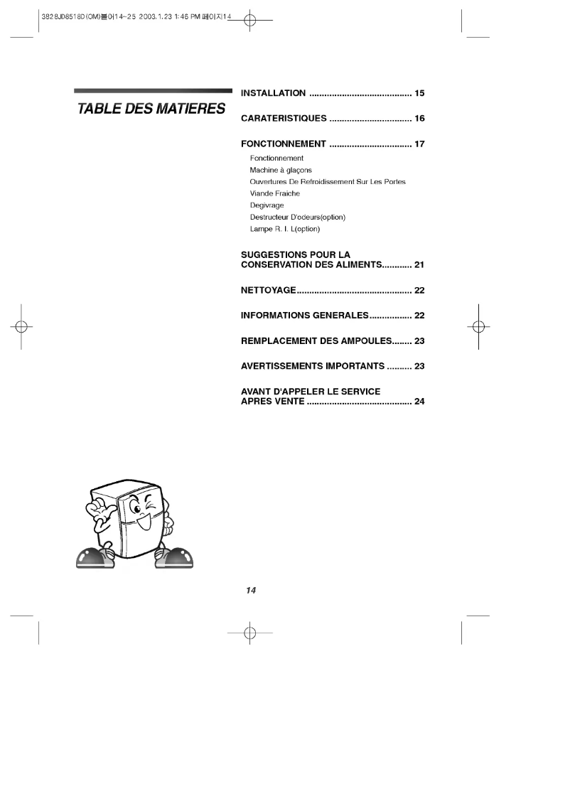 Page 1 de la notice Manuel utilisateur LG GR-S512QLC