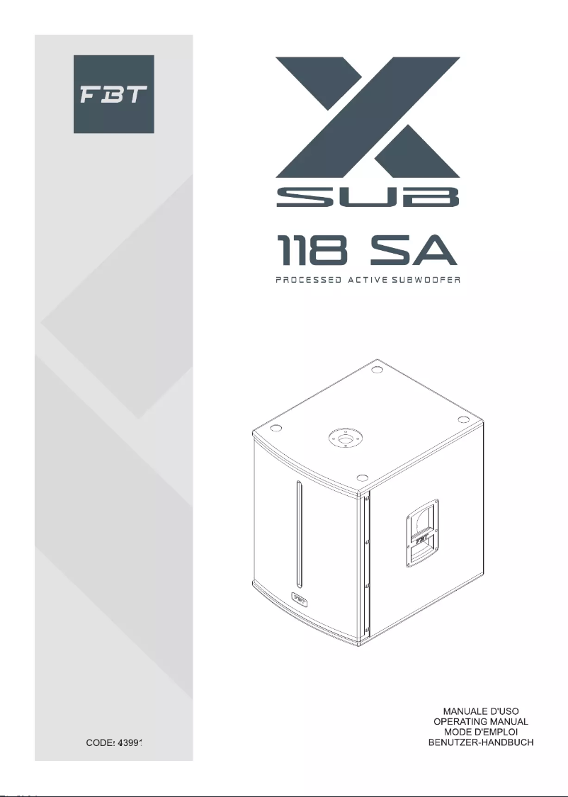 Page n°1 - Manuel utilisateur FBT X-SUB 118SA