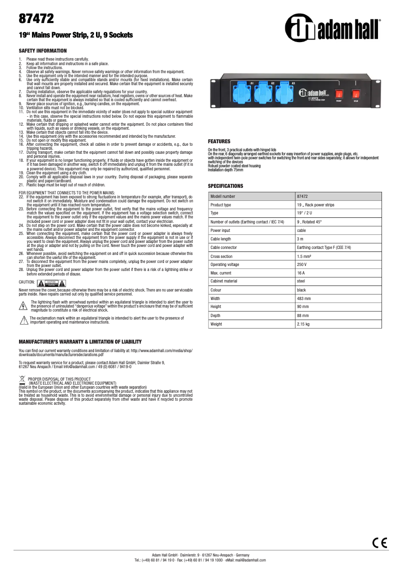 Image de la première page du manuel de l'appareil AH 87472