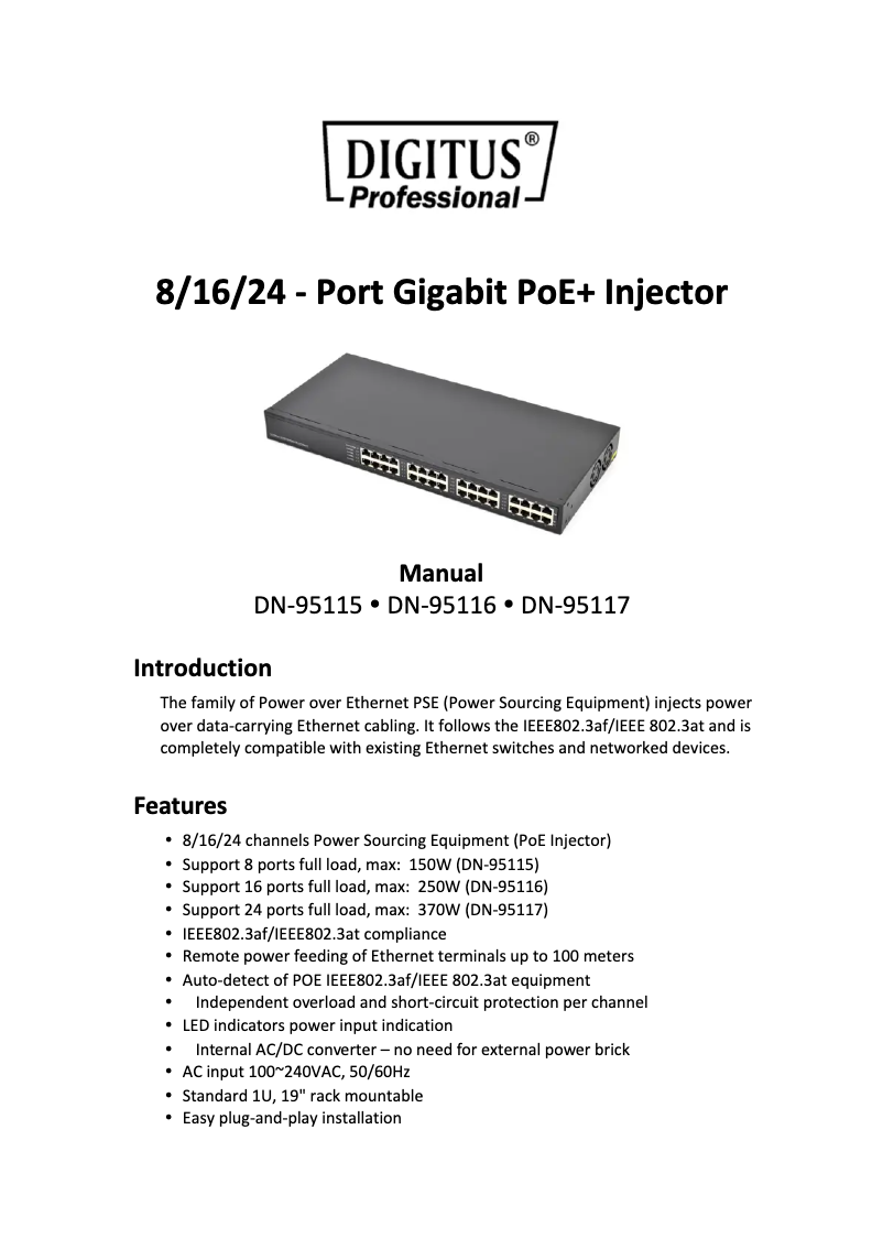 Image de la première page du manuel de l'appareil DN-95116