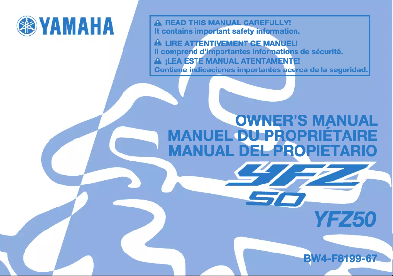 Page n°1 - Manuel utilisateur Yamaha YFZ50 (2024)