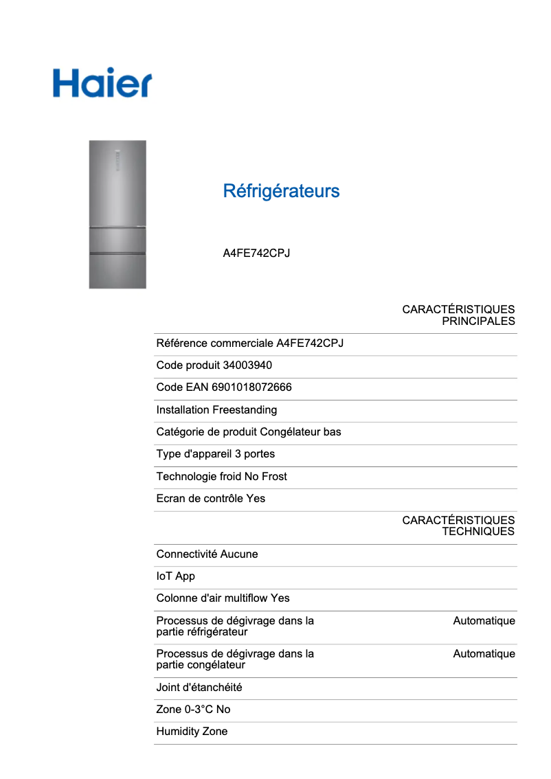 Image de la première page du manuel de l'appareil A4FE742CPJ