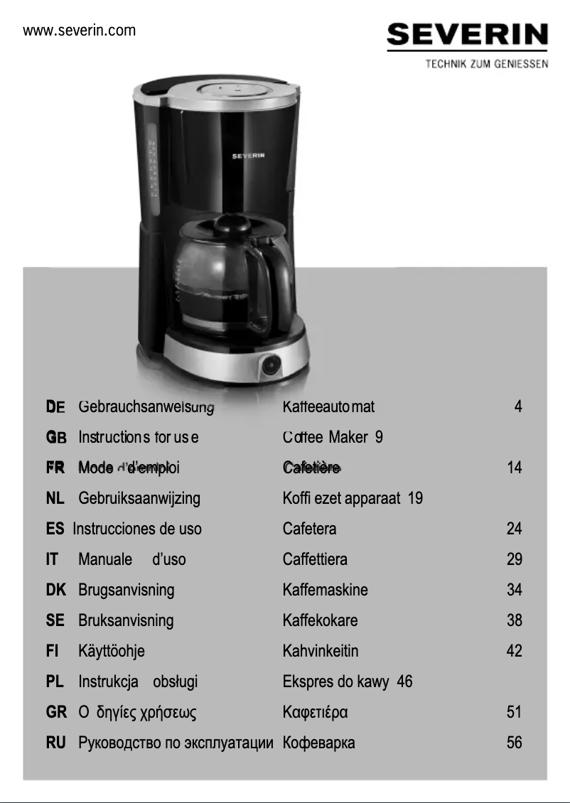 Page 1 de la notice Mode d'emploi Severin KA 4491