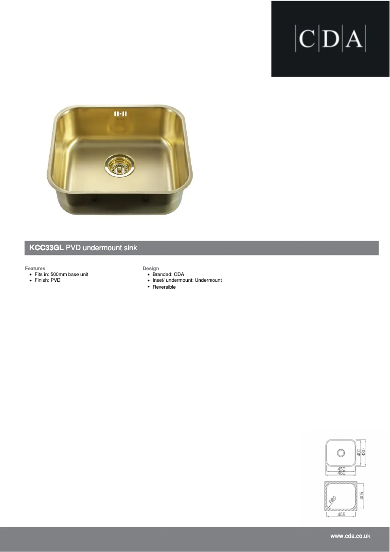 Page 1 de la notice Fiche technique CDA KCC33GL