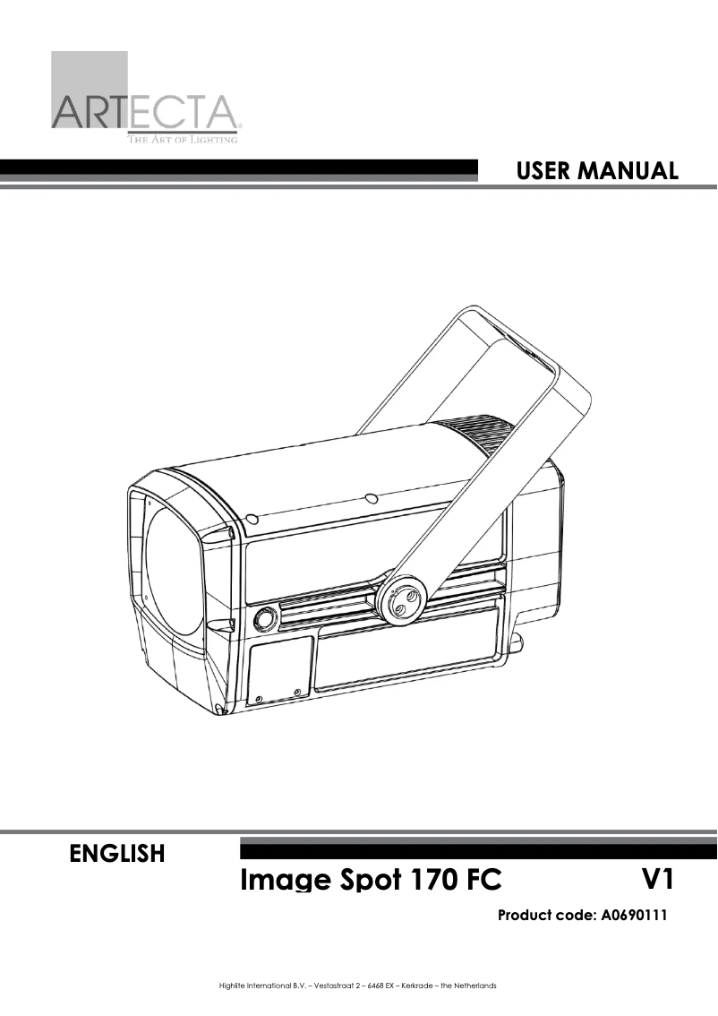 Page n°1 - Manuel utilisateur Artecta Image Spot 170 FC