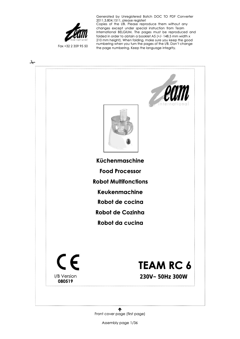 Image de la première page du manuel de l'appareil RC 6
