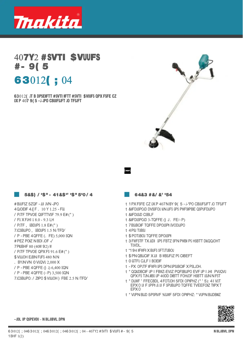 Page n°1 - Fiche technique Makita UR012G