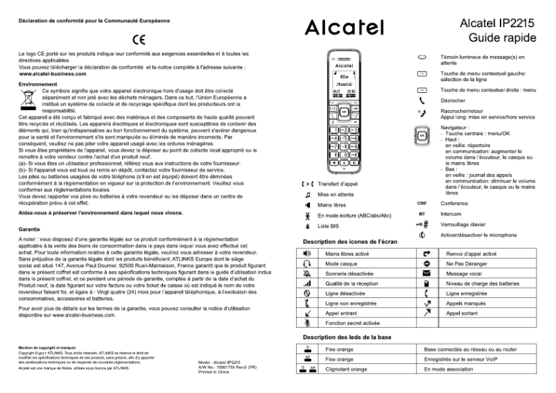 Image de la première page du manuel de l'appareil IP2215