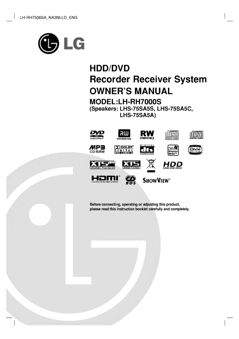 Image de la première page du manuel de l'appareil LH-RH7000S