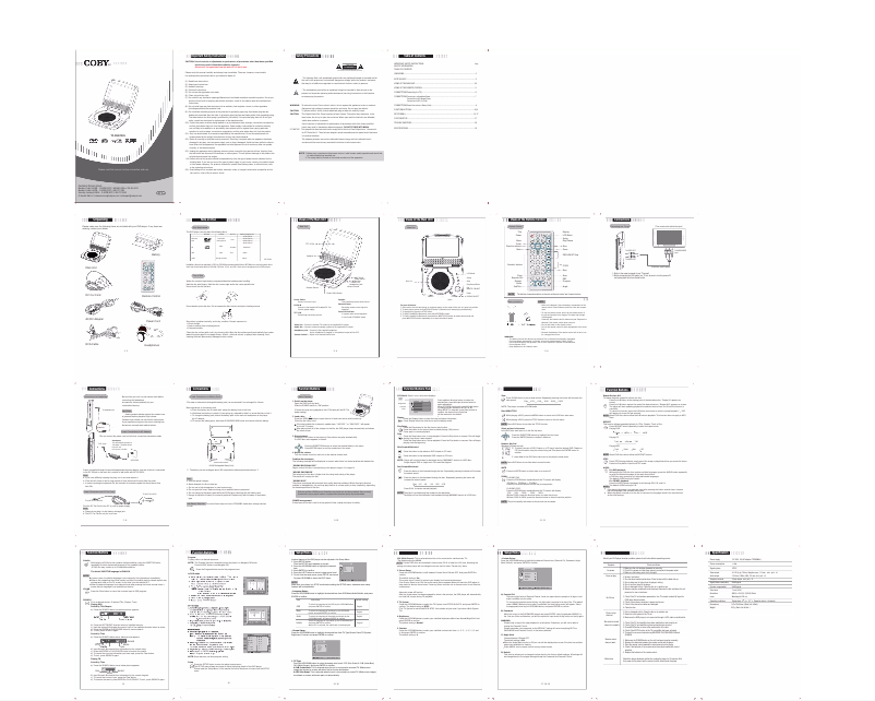 Page n°1 - Manuel utilisateur Coby TF-DVD7005