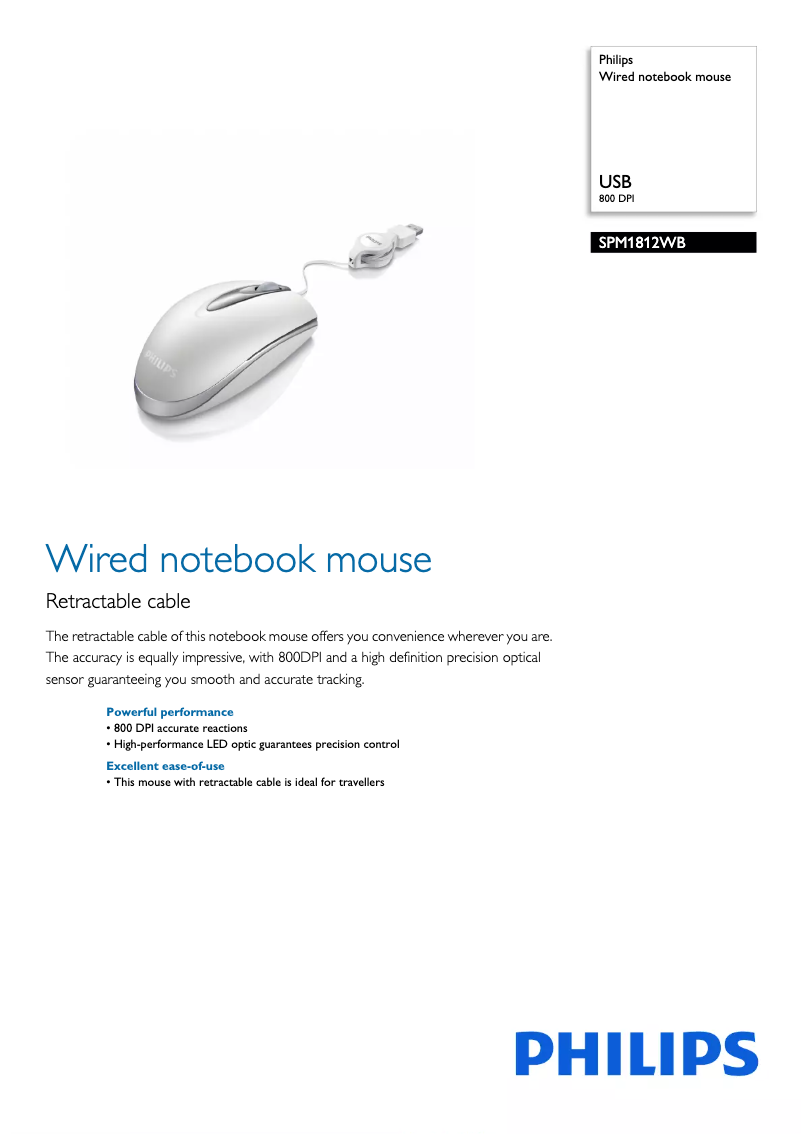 Page 1 de la notice Brochure Philips SPM1812