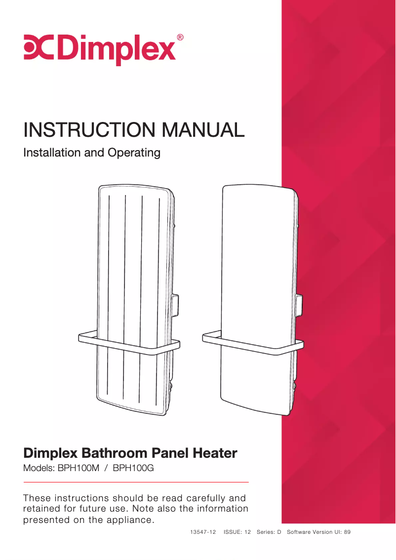 Page 1 de la notice Guide de démarrage rapide Dimplex BPH100M