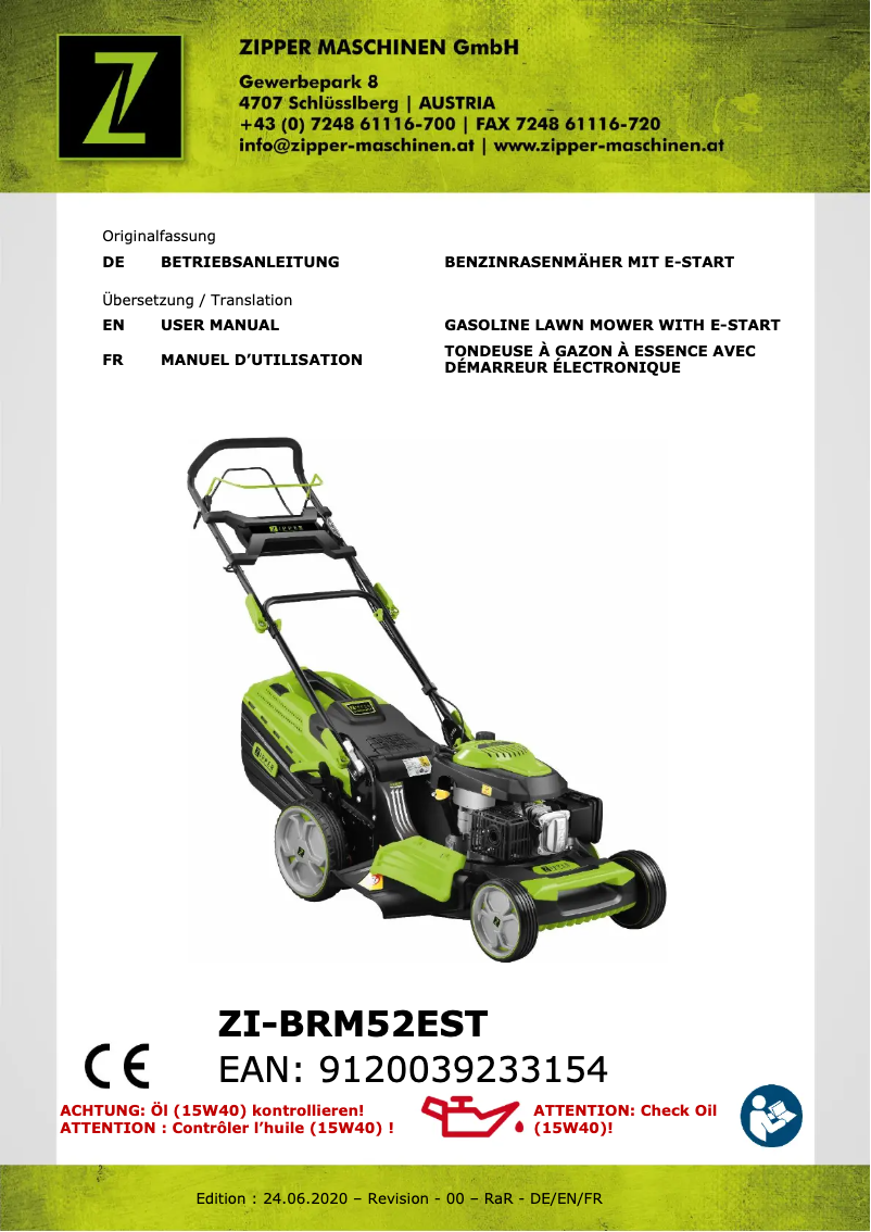 Page n°1 - Manuel utilisateur Zipper ZI-BRM52EST