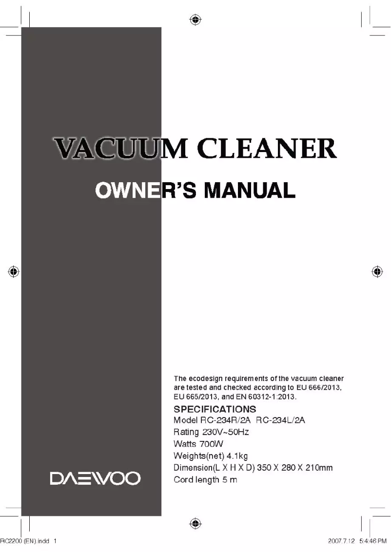 Página 1 del manual Manual de usuario Daewoo RC-234L/2A