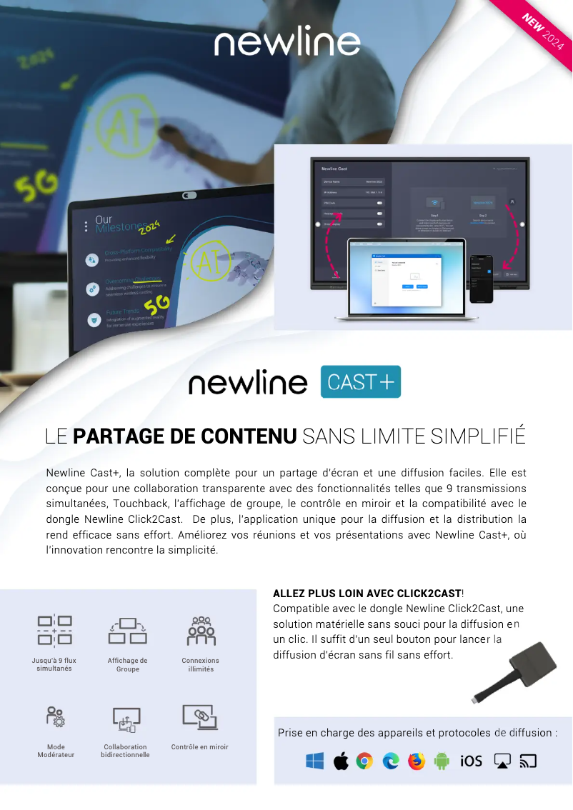 Page n°1 - Fiche technique Newline Cast+