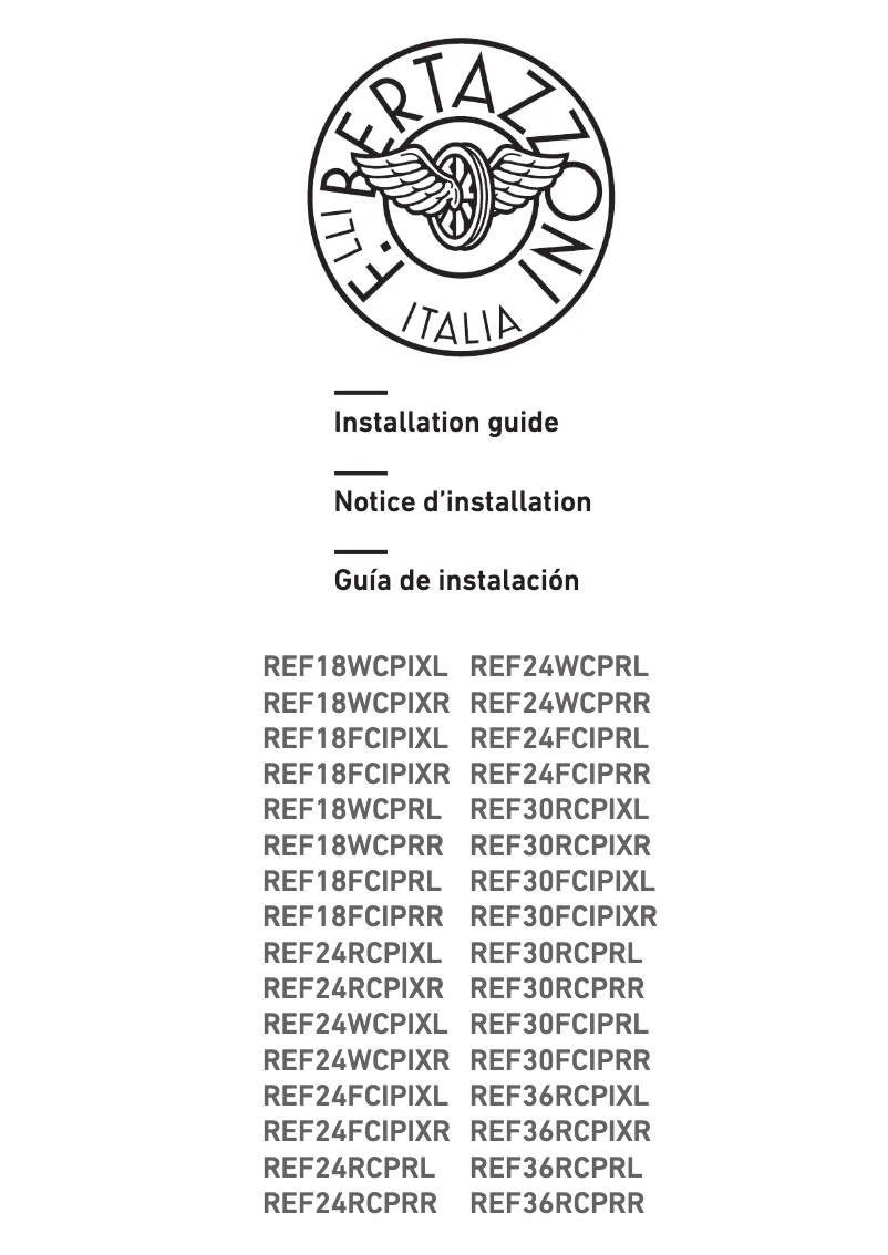 Page n°1 - Guide d'installation Bertazzoni REF18WCPRR