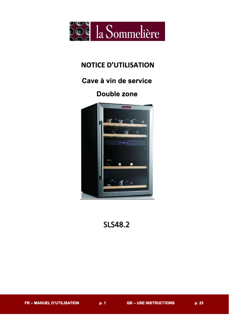 Page n°1 - Manuel utilisateur La Sommelière SLS48.2Z