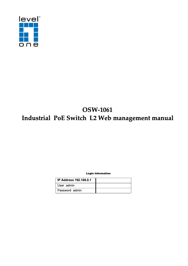 Page n°1 - Manuel utilisateur LevelOne OSW-1061