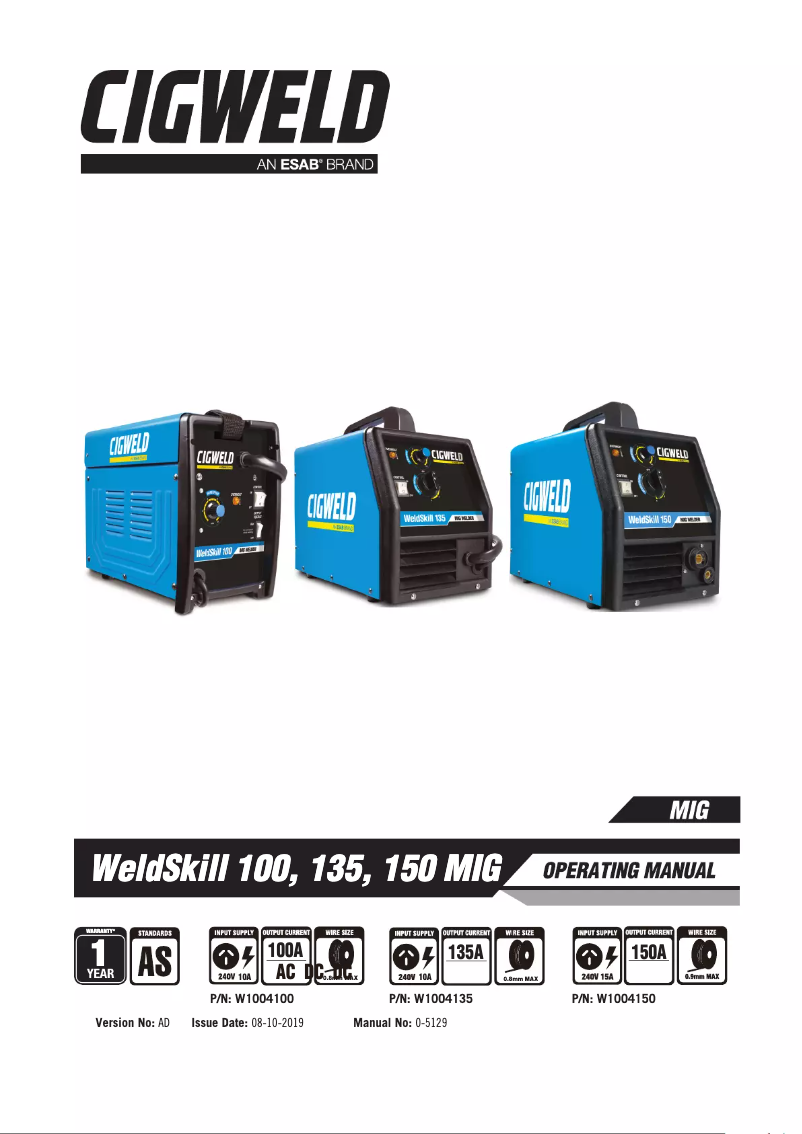 Image de la première page du manuel de l'appareil WeldSkill 150 MIG