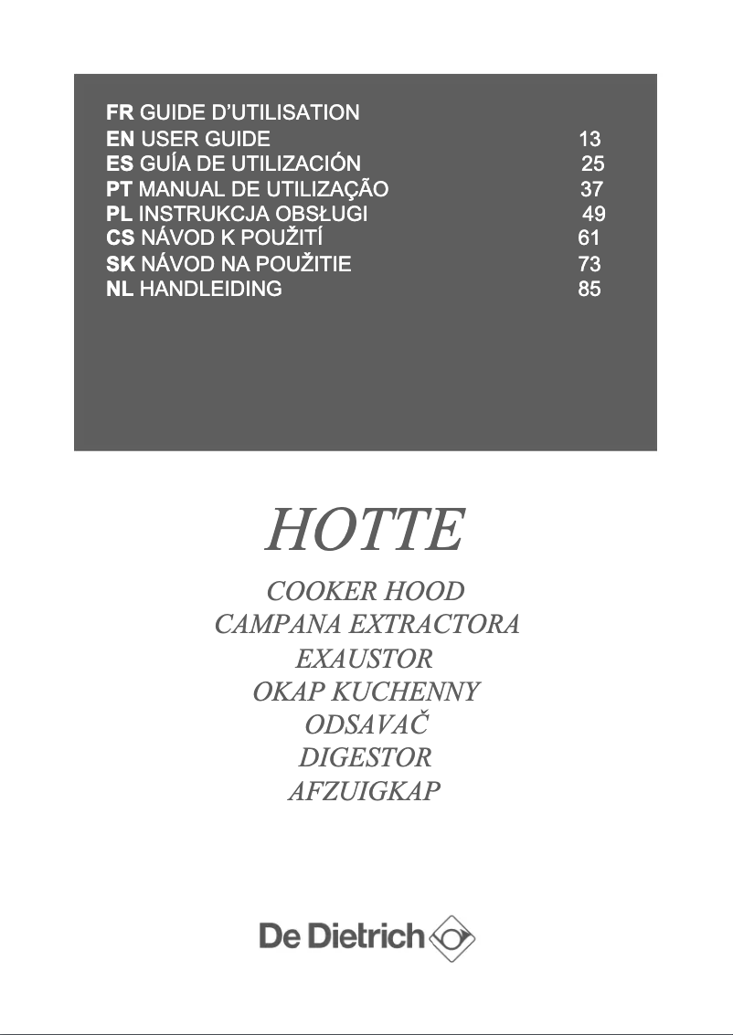 Page 1 de la notice Manuel utilisateur De Dietrich DHB7939X