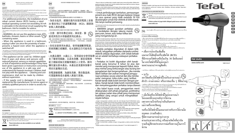 Page 1 de la notice Manuel utilisateur Tefal Hair Studio HV4412