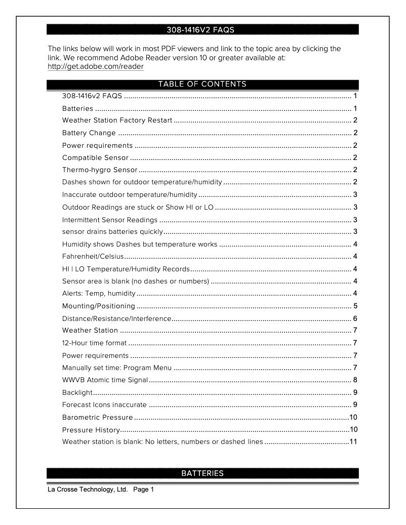 Image de la première page du manuel de l'appareil 308-1416V2
