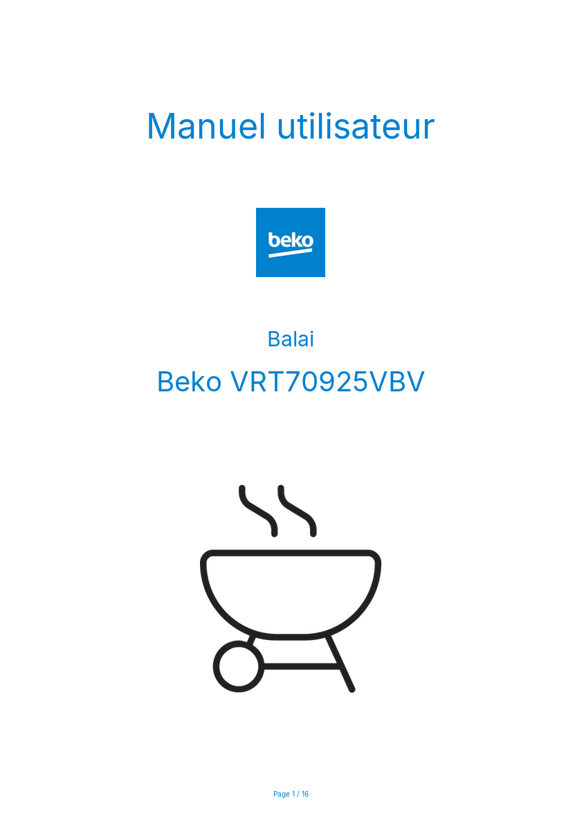 Page n°1 - Manuel utilisateur Beko VRT70925VBV