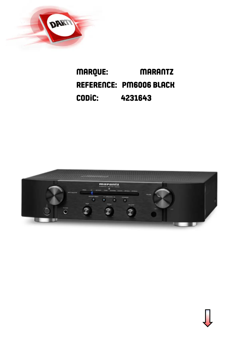 Page 1 de la notice Manuel utilisateur Marantz PM6006