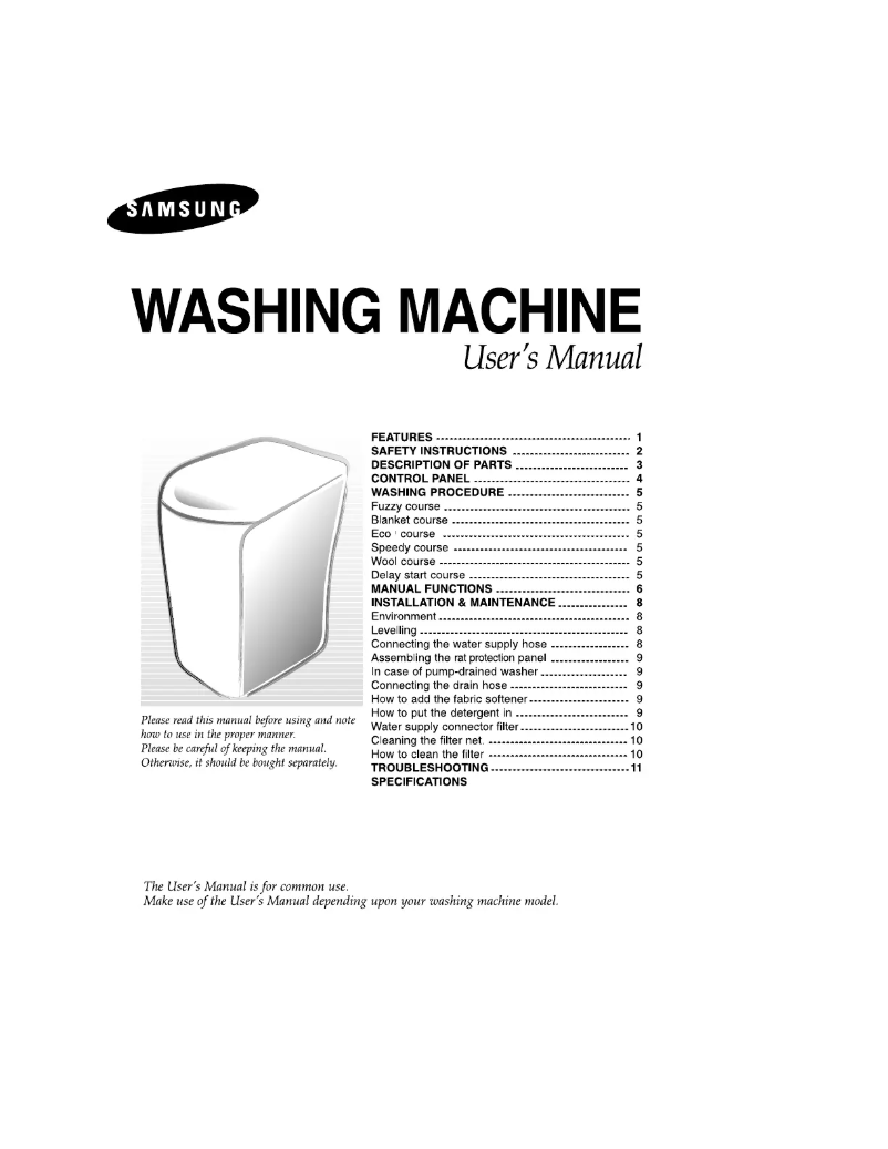 Página 1 del manual Manual de usuario Samsung WA82H1B