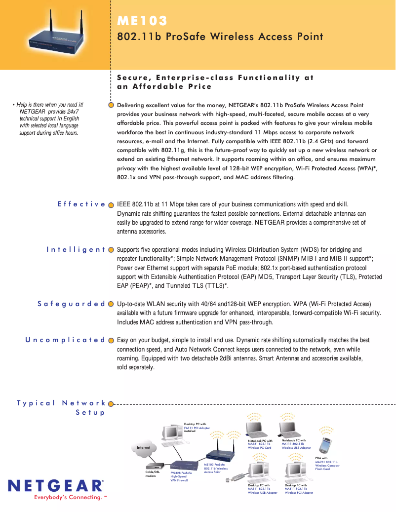 Page 1 de la notice Fiche technique Netgear ProSafe ME103