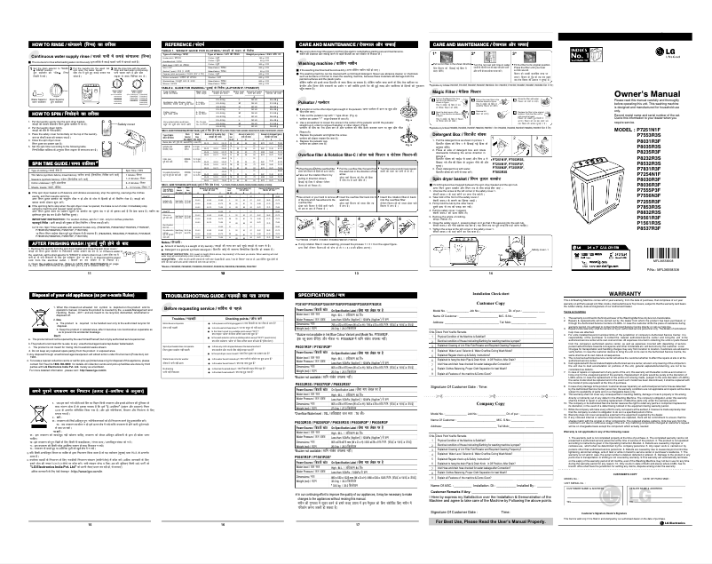 Page n°1 - Manuel utilisateur LG P8537R3F