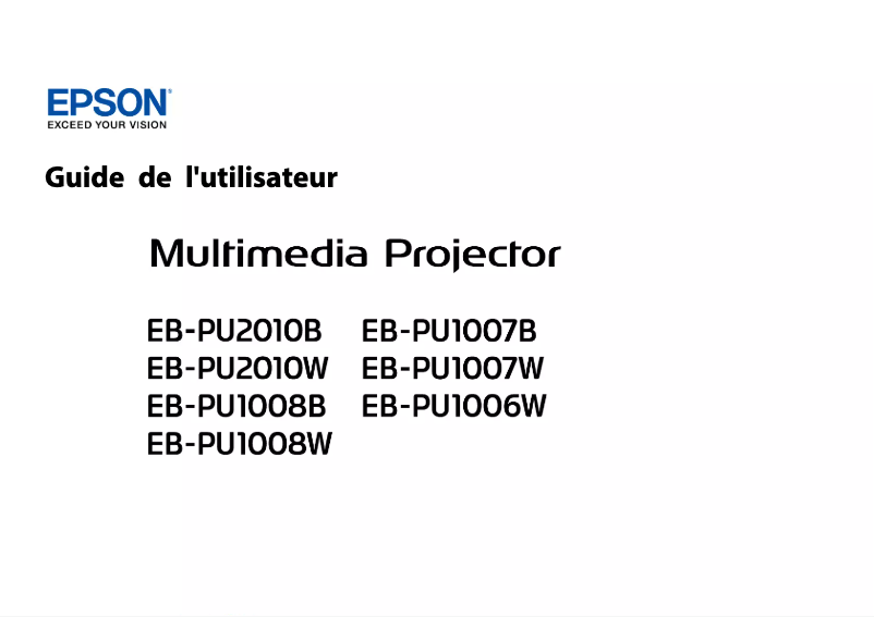 Page 1 de la notice Manuel utilisateur Epson EB-PU2010B