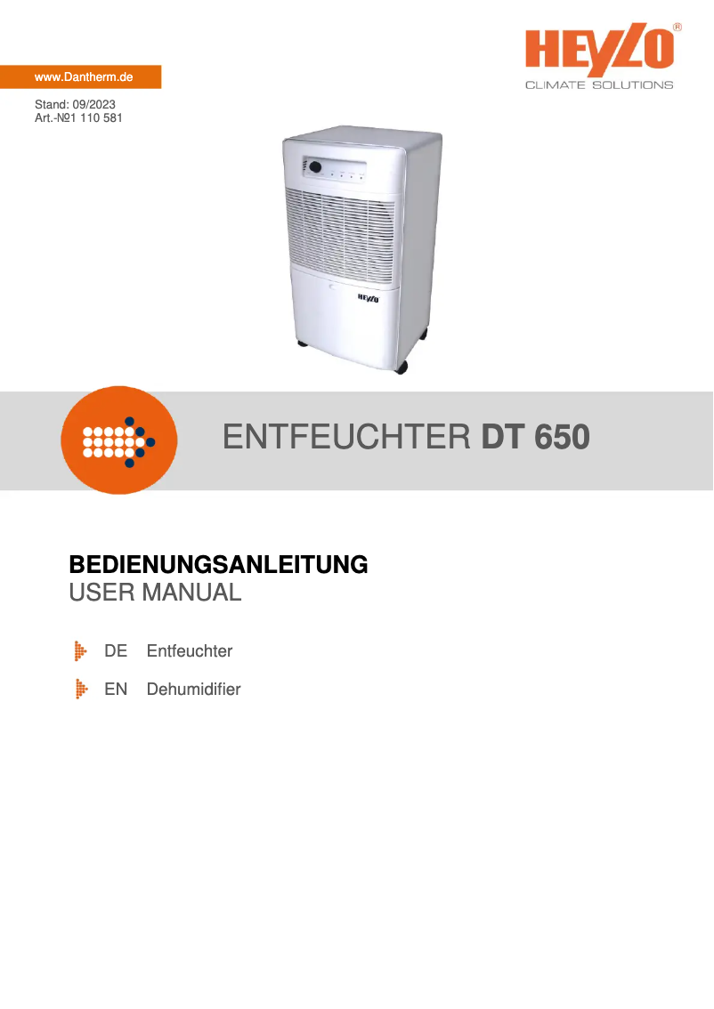 Image de la première page du manuel de l'appareil DT 650