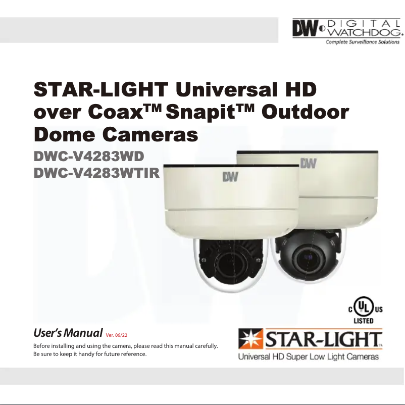 Page 1 de la notice Manuel utilisateur Digital Watchdog Star-Light DWC-V4283WD