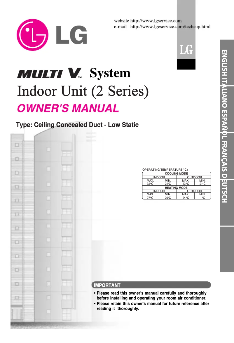 Page n°1 - Manuel utilisateur LG ARNU18GB2G2