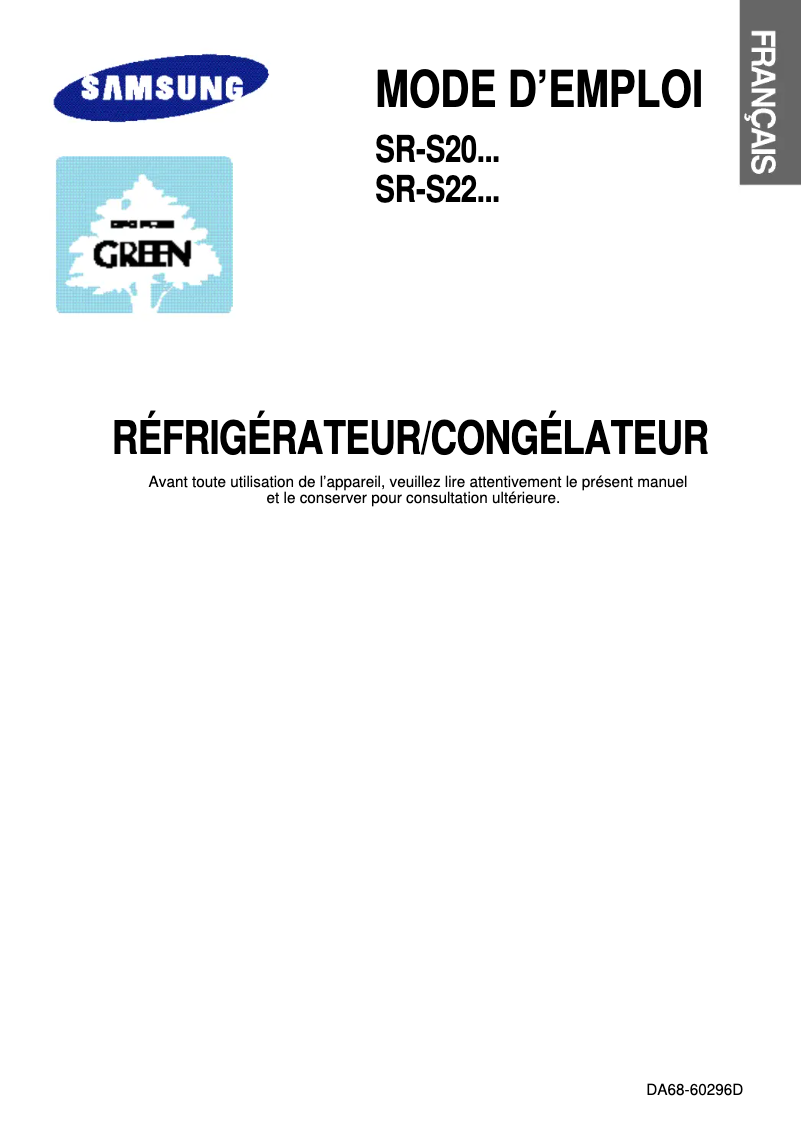 Image de la première page du manuel de l'appareil SR-S20NTD