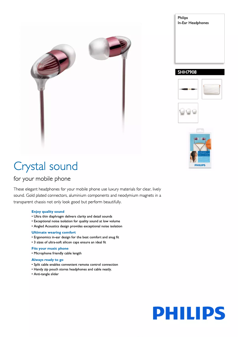 Página 1 del manual Folleto Philips SHH7908