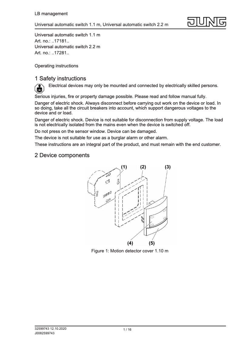 Page n°1 - Manuel utilisateur JUNG ME17280C
