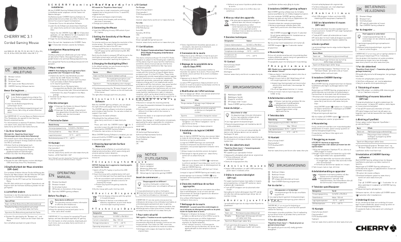 Page 1 de la notice Manuel utilisateur Cherry MC 3.1