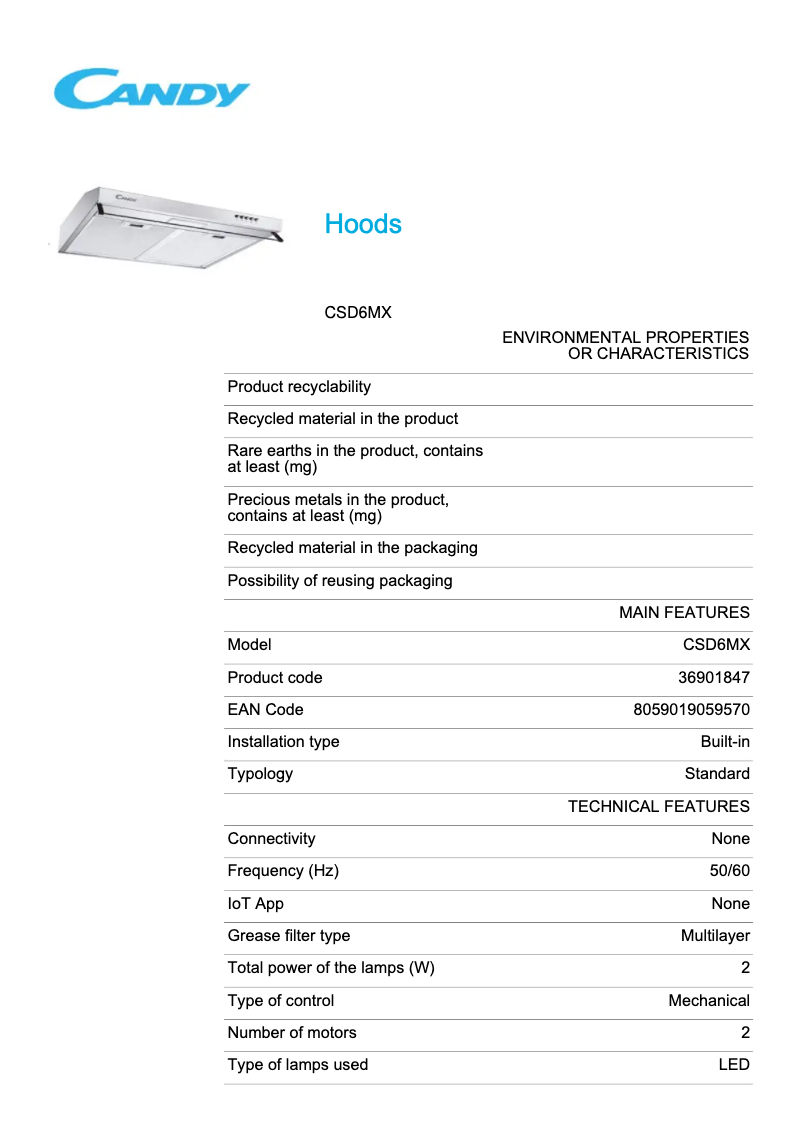 Image de la première page du manuel de l'appareil CSD6MX