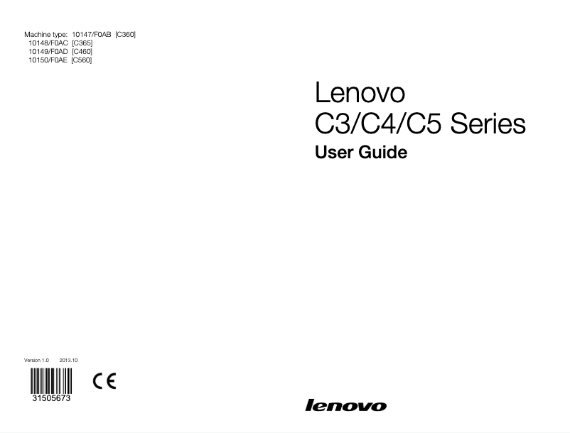 Page 1 de la notice Manuel utilisateur Lenovo IdeaCentre C360