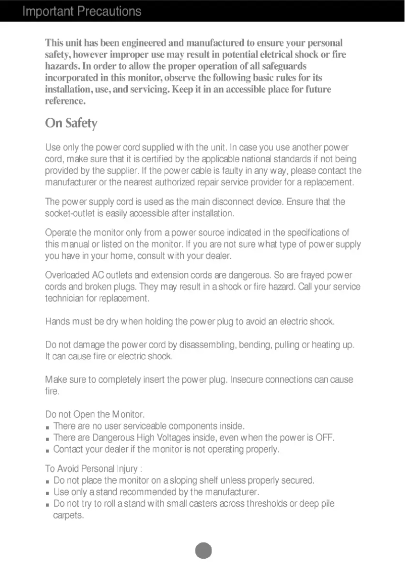 Page n°1 - Manuel utilisateur LG T530S