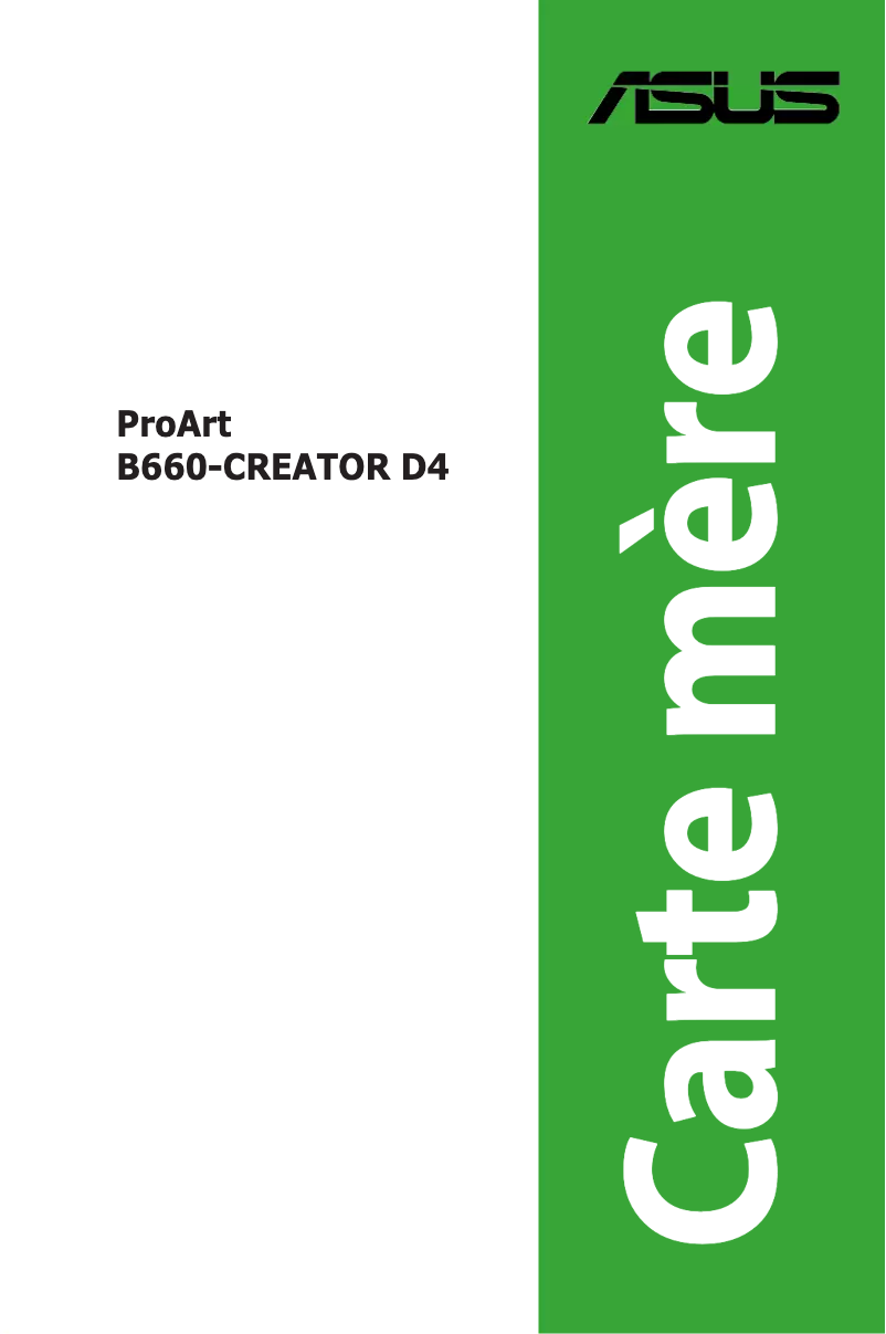 Page 1 de la notice Manuel utilisateur Asus ProArt B660-CREATOR D4