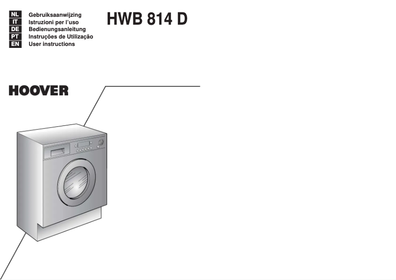 Page n°1 - Manuel utilisateur Hoover HWB 814D-30S