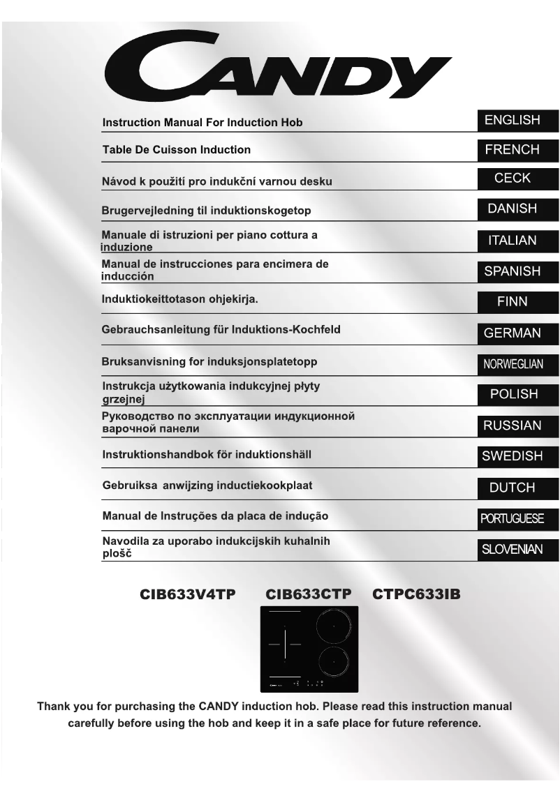 Page n°1 - Manuel utilisateur Candy CTPC633IB