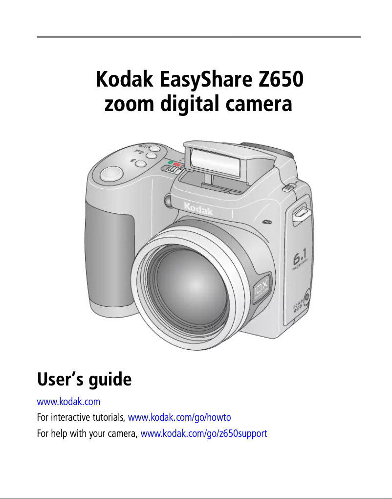 Page n°1 - Manuel utilisateur Kodak EasyShare Z650