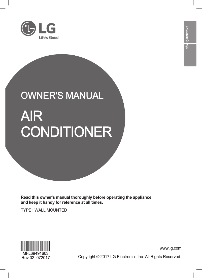 Page 1 de la notice Manuel utilisateur LG ASNW12GJ1Z0