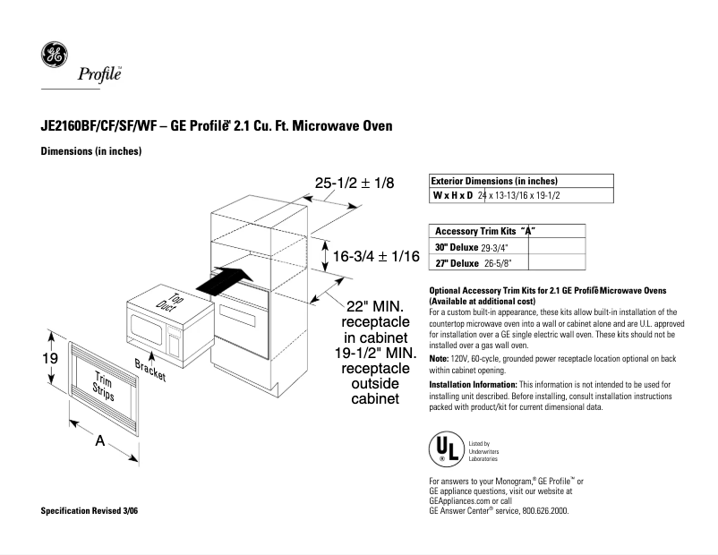 Image de la première page du manuel de l'appareil Profile JE2160CF