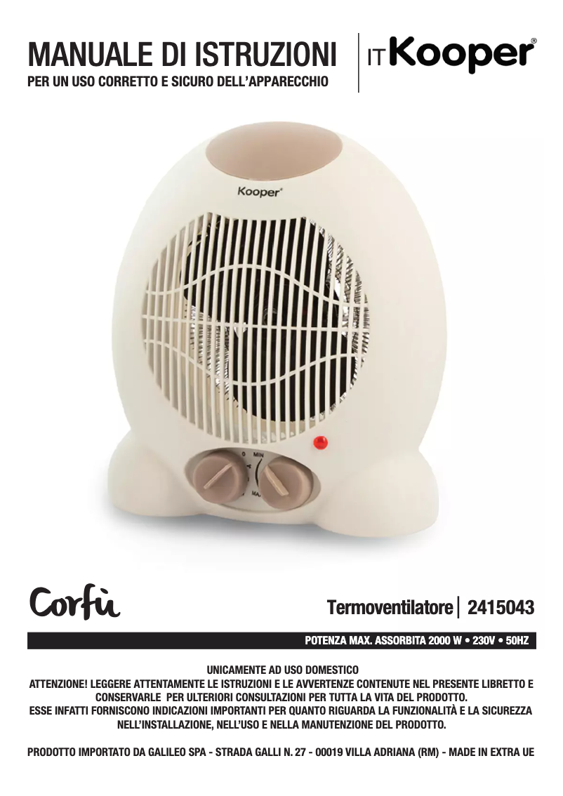 Page 1 de la notice Manuel utilisateur Kooper 2415043